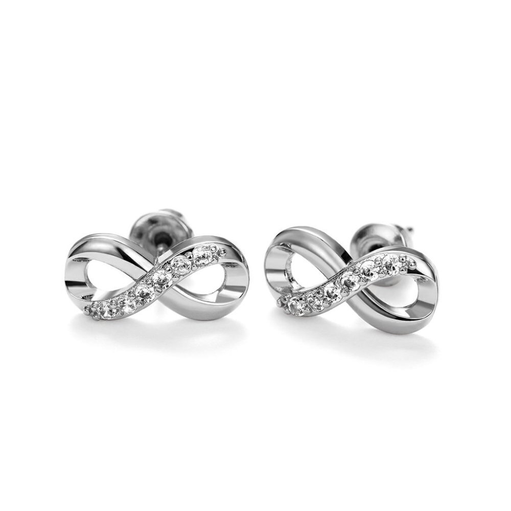 Shiny Zircon Micro Pave Dainty Silver Plated Earrings for Women, INDN8600